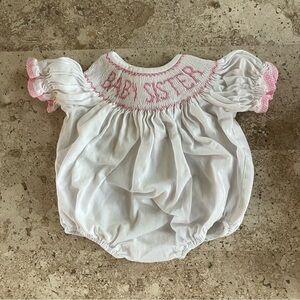 Southern Sunshine Smocked Baby Sister Onesie Romper